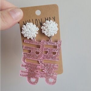 Willow May Political Trump Glitter Pink Earrings